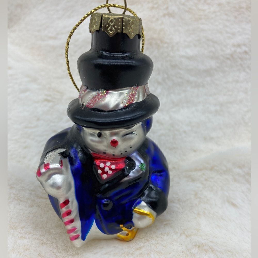 Vintage Hand Blown Glass Snowman Ornament